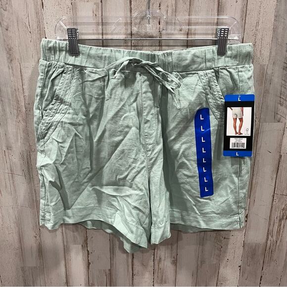 NWT Briggs Ladies' Green Linen Blend Pull-On Short - Picture 3 of 9
